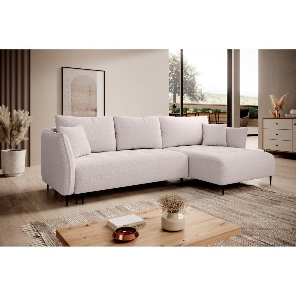 ECKSCHLAFSOFA Bari rechts rosa - Schwarz/Rosa, Textil (276/158cm) - Beautysofa