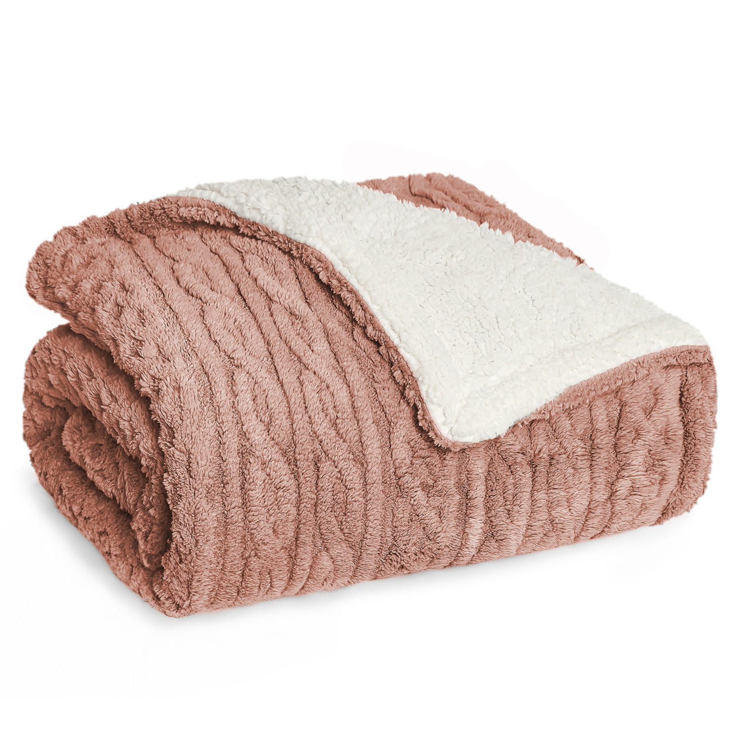 KUSCHELDECKE 130x150 cm mit Zopfstrick-Optik, Pink - Pink, Textil (130/150cm) - Blumtal