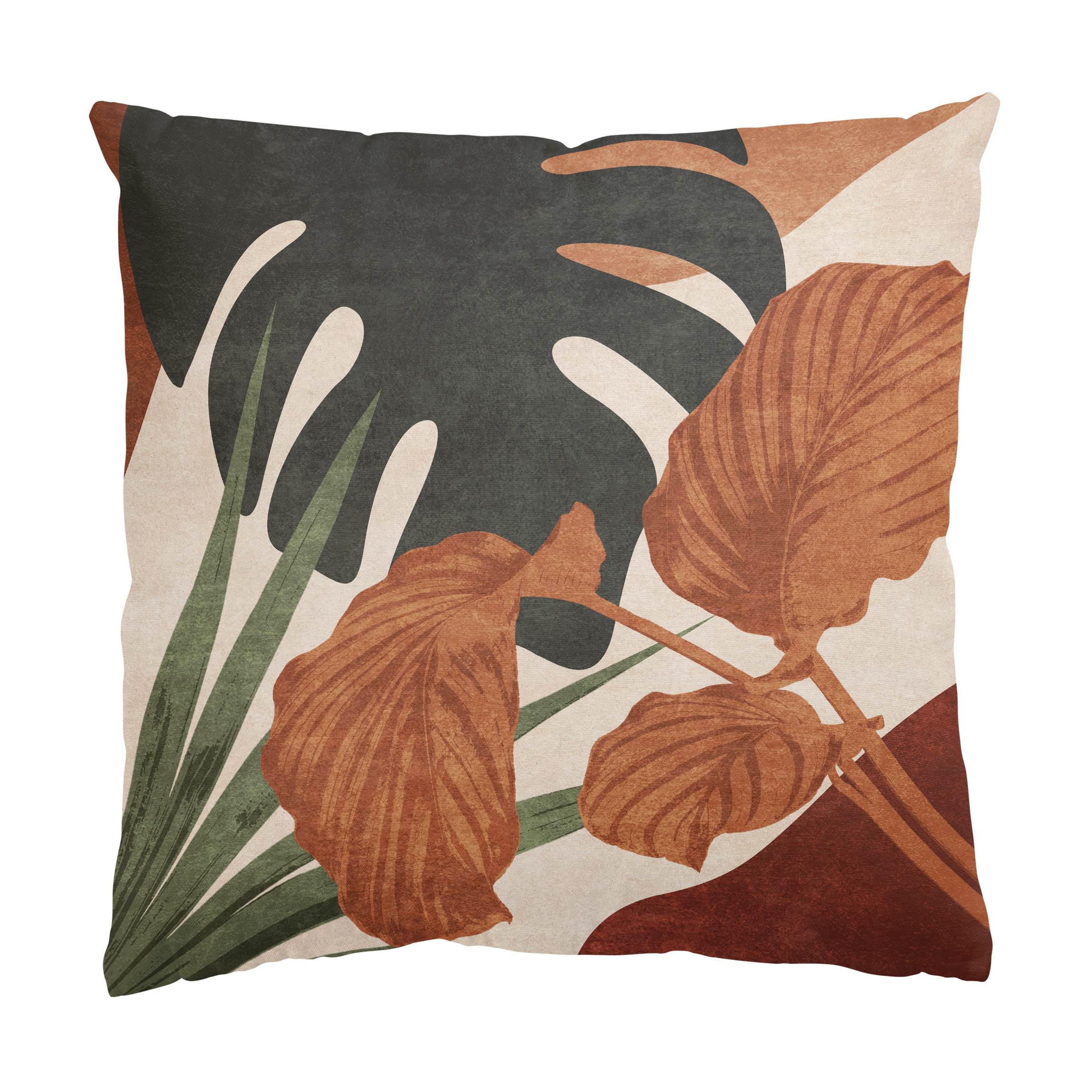 KISSENBEZUG Tropische Boho Blätter 40/40 cm - Eichefarben, Textil (40/40cm) - Bilderwelten