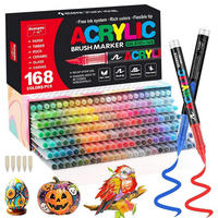 ACRYLSTIFTE Set 168 Farben Pinselspitze Wasserfest - Multicolor, Kunststoff (10.2/14.7/133cm)