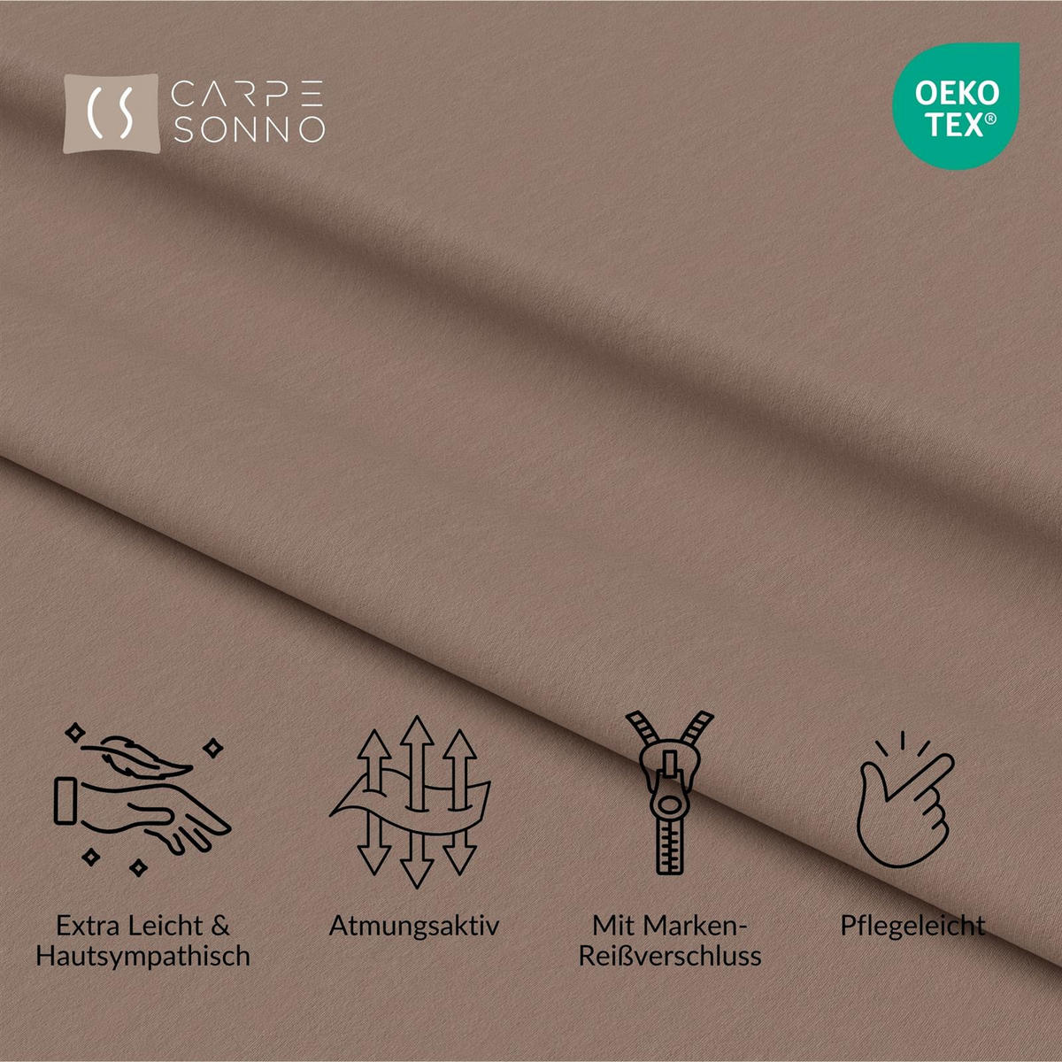 MIKROFASER-BETTWÄSCHE 200x200 cm Nougat - Braun, Textil (200/200cm) - Carpe Sonno