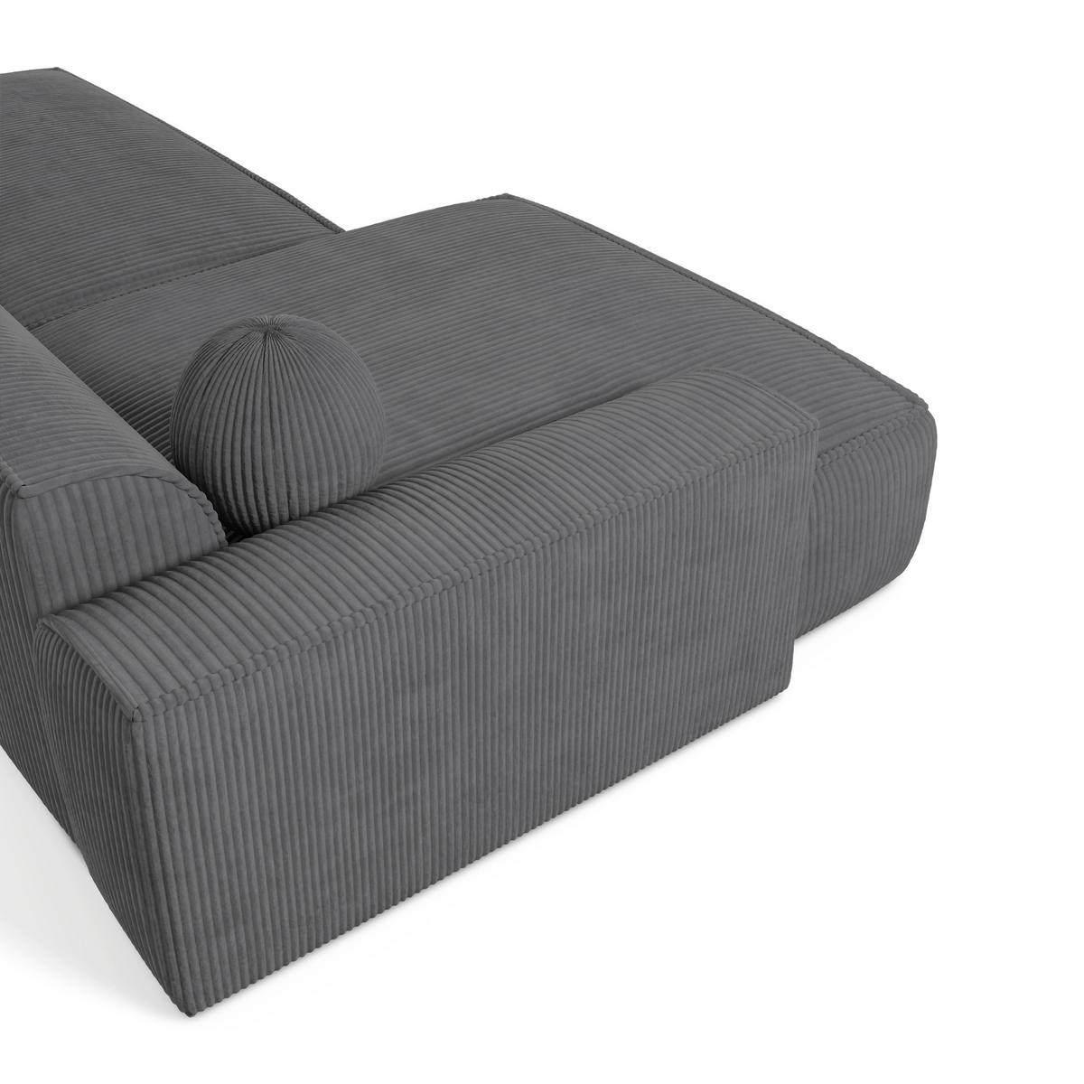 ECKSOFA LINKS Gerippter Samt Anthrazitgrau 300cm - Dunkelgrau/Anthrazit, Textil (155/300cm) - Sia Home