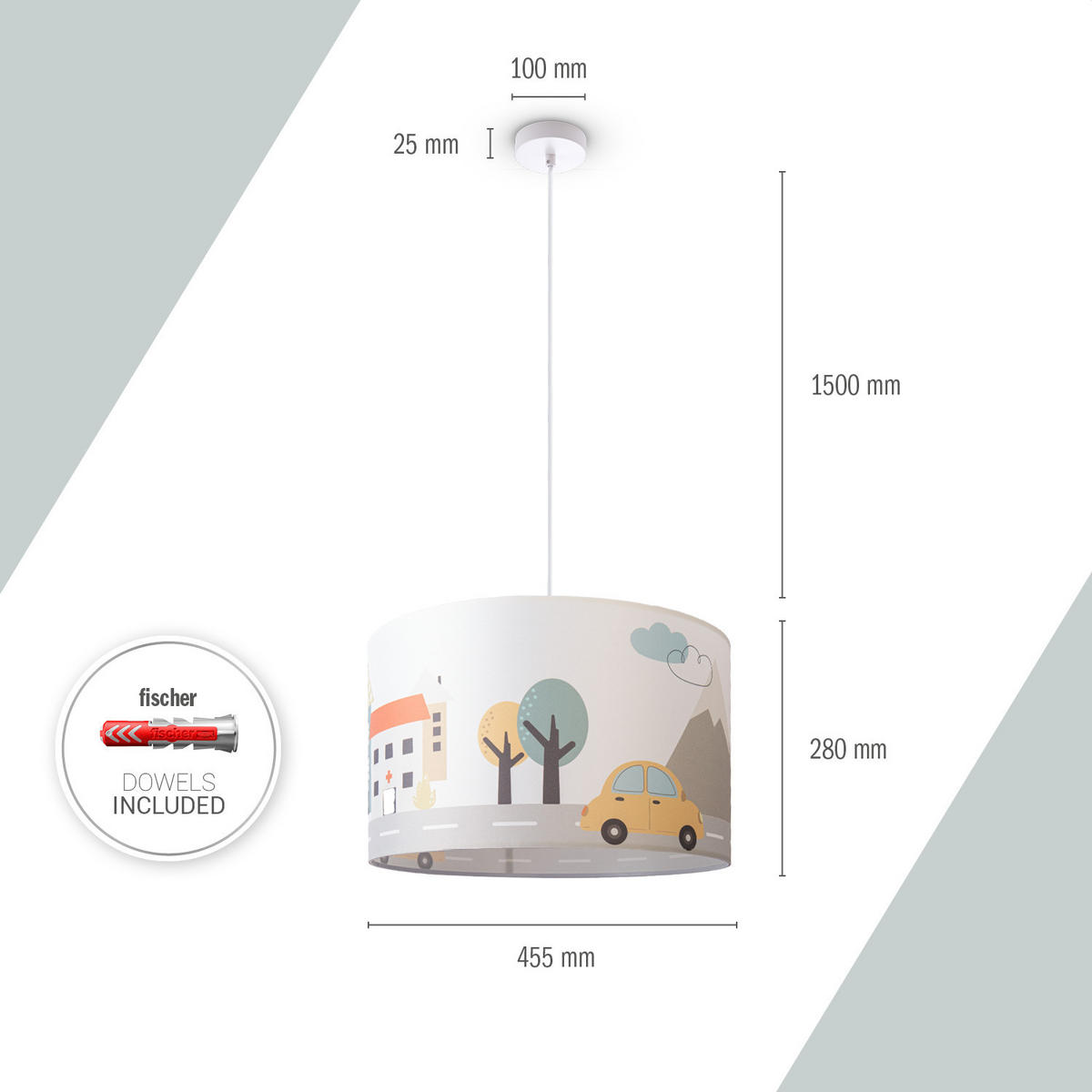 PENDELLEUCHTE Hugo Pd1 Cap 318 - Weiß, Metall (45.5/45.5/27cm) - Paco Home