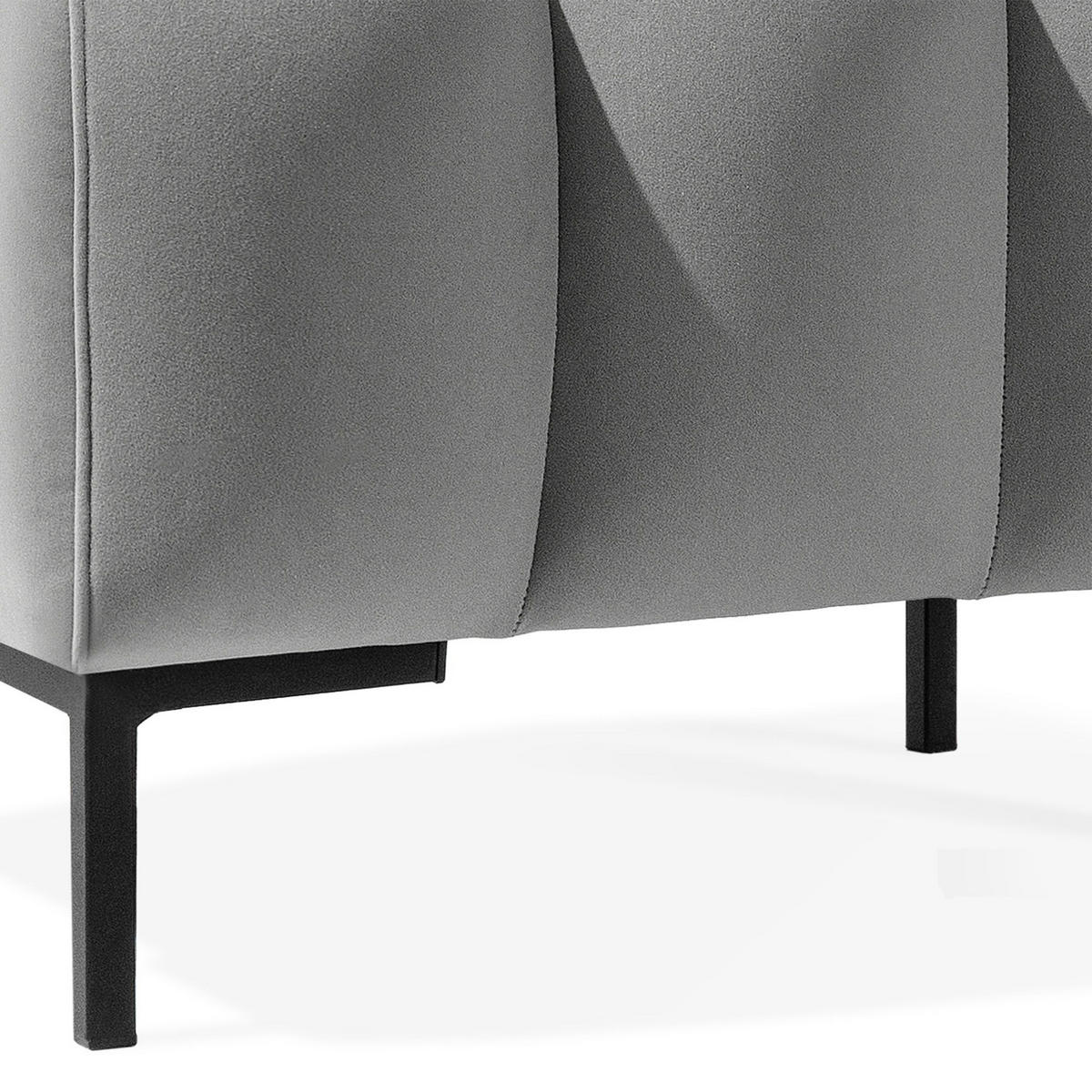 SITZHOCKER Polsterhocker PECCO, Veloursstoff - Hellgrau/Schwarz, Holz/Textil (60/50/50cm) - KONSIMO®