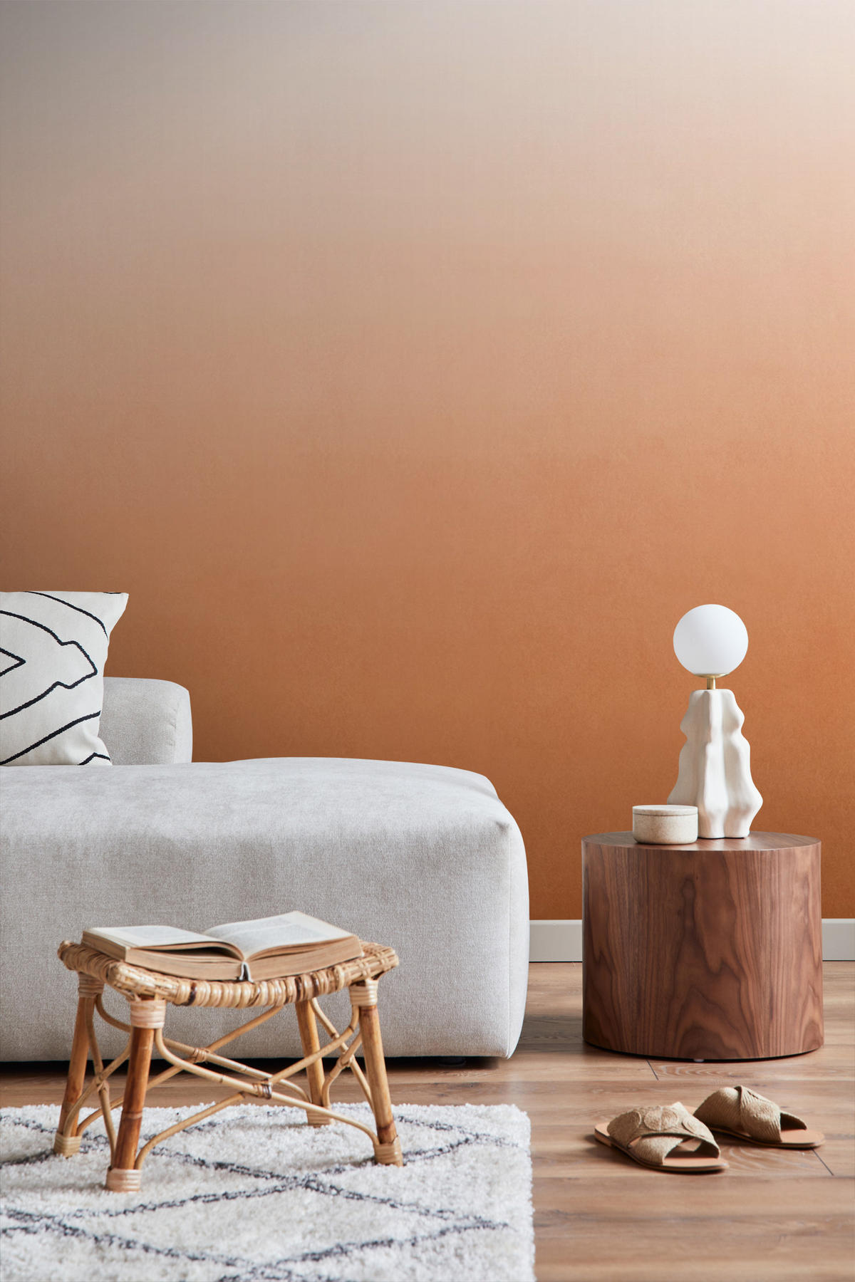 FOTOTAPETE Dip-Dye Muster 200 x 279 cm - Orange, Papier (200/279cm) - ESTAhome