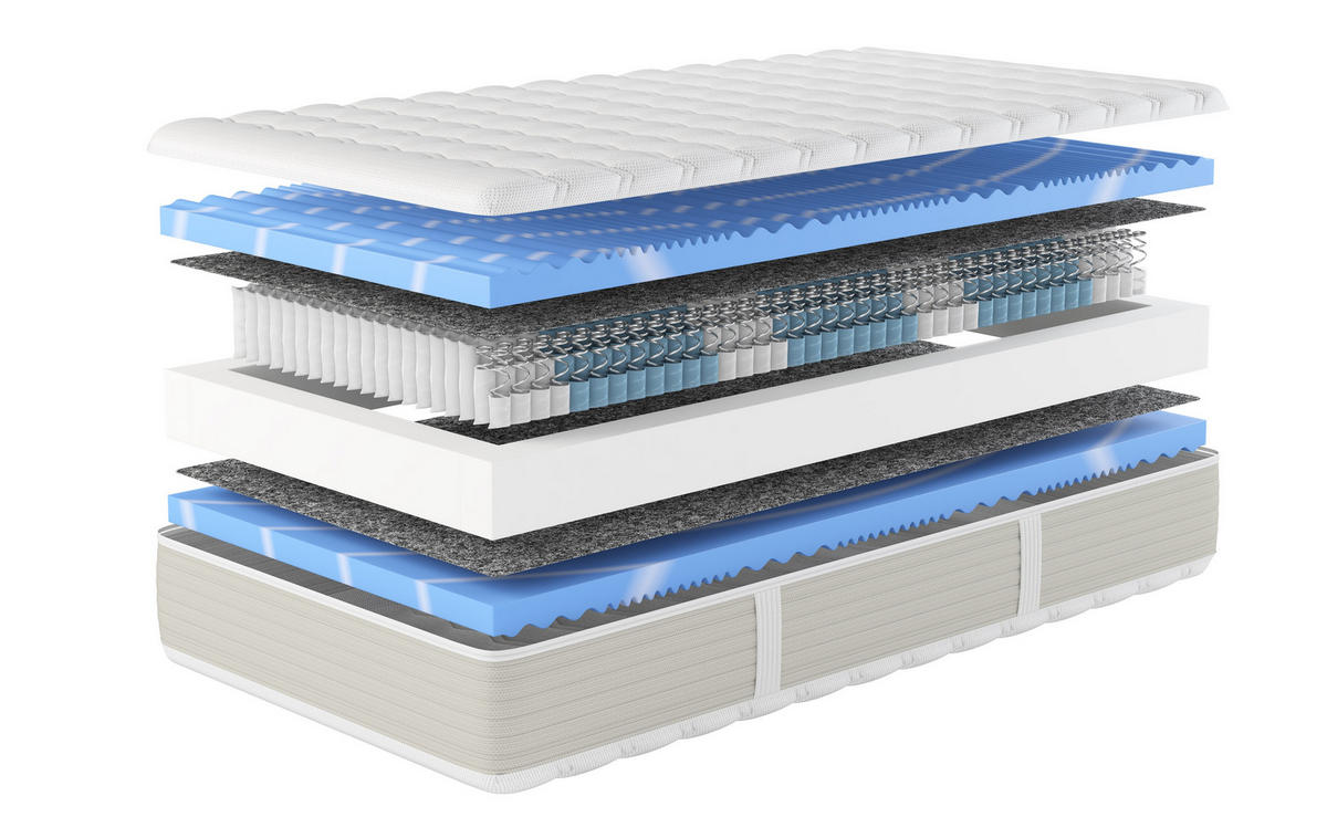 TASCHENFEDERKERN-MATRATZE "XXL Gelstar T-1000", H2, 80 x 200 cm, Höhe: ca. 25 cm - Weiß, Textil (80/200cm) - Hn8 Schlafsysteme
