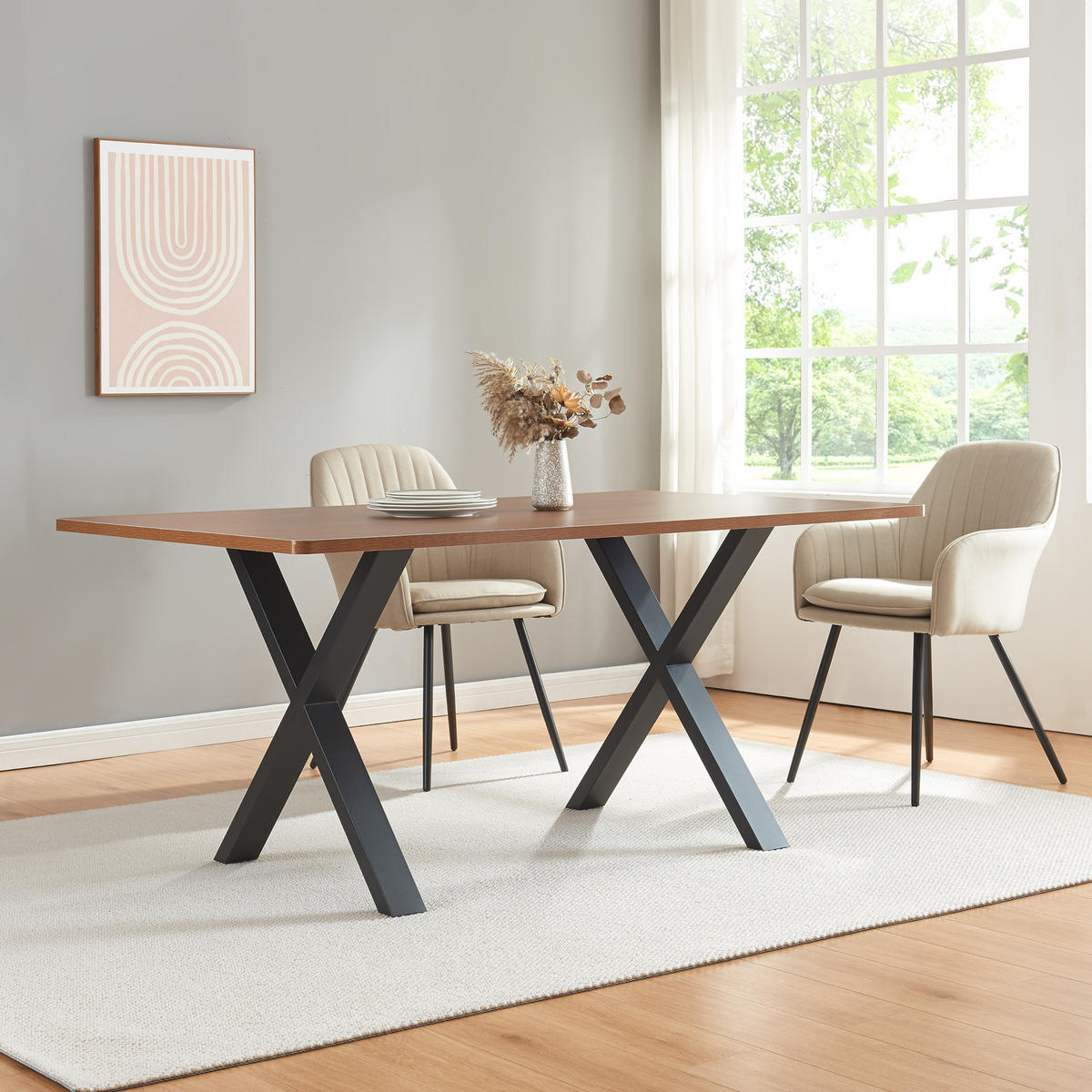 TISCHGESTELL-SET 2 TLG. Greith - Schwarz, Metall (79/72/10cm) - [en.casa]