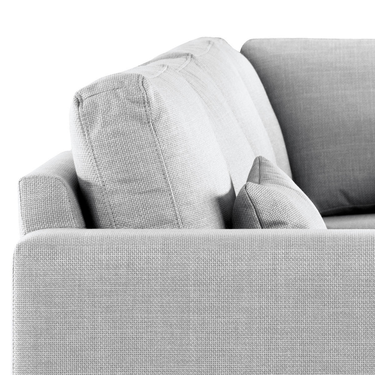 ECKSOFA mit Ottomane - Eichefarben/Hellgrau, Eichenholz/Textil (287/219cm) - home24