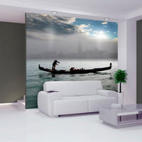 VLIESTAPETE Grau 200/154 cm - Schwarz/Grau, Textil (200/1cm) - KUNSTLOFT