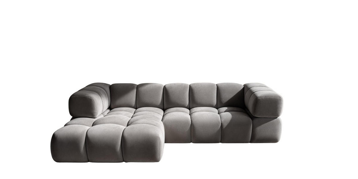 ECKSOFA L-Form Averro, stoff Bluvel, Aschgrau, Links - Grau, Holz (280/150cm) - Kaiser Möbel