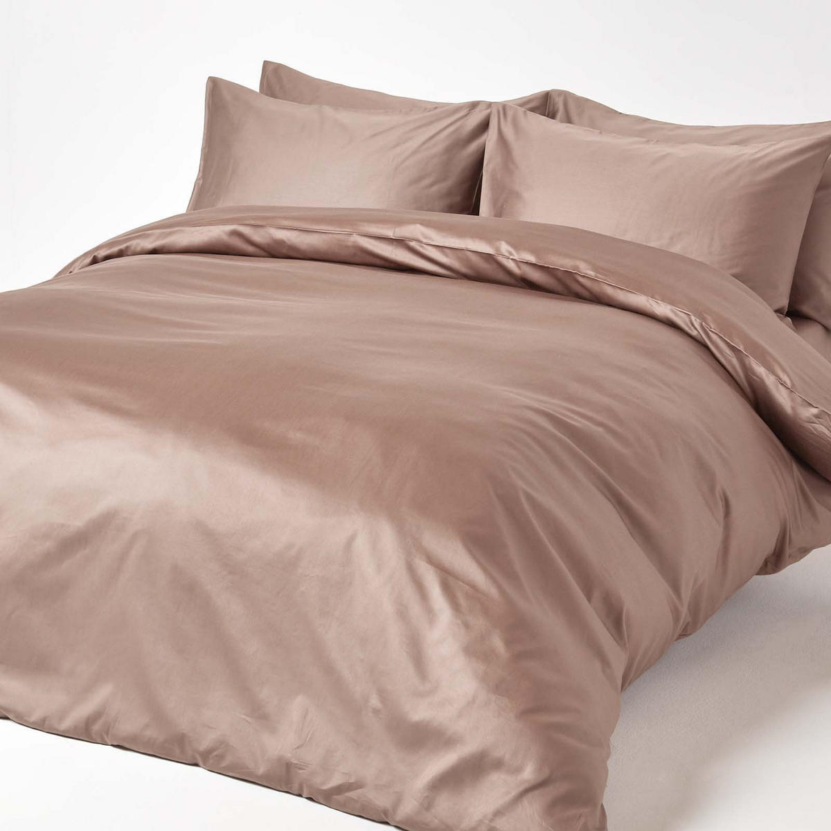 SPANNBETTLAKEN Satin aus 100% Bio-Baumwolle - Braun, Textil (150/200cm) - Homescapes