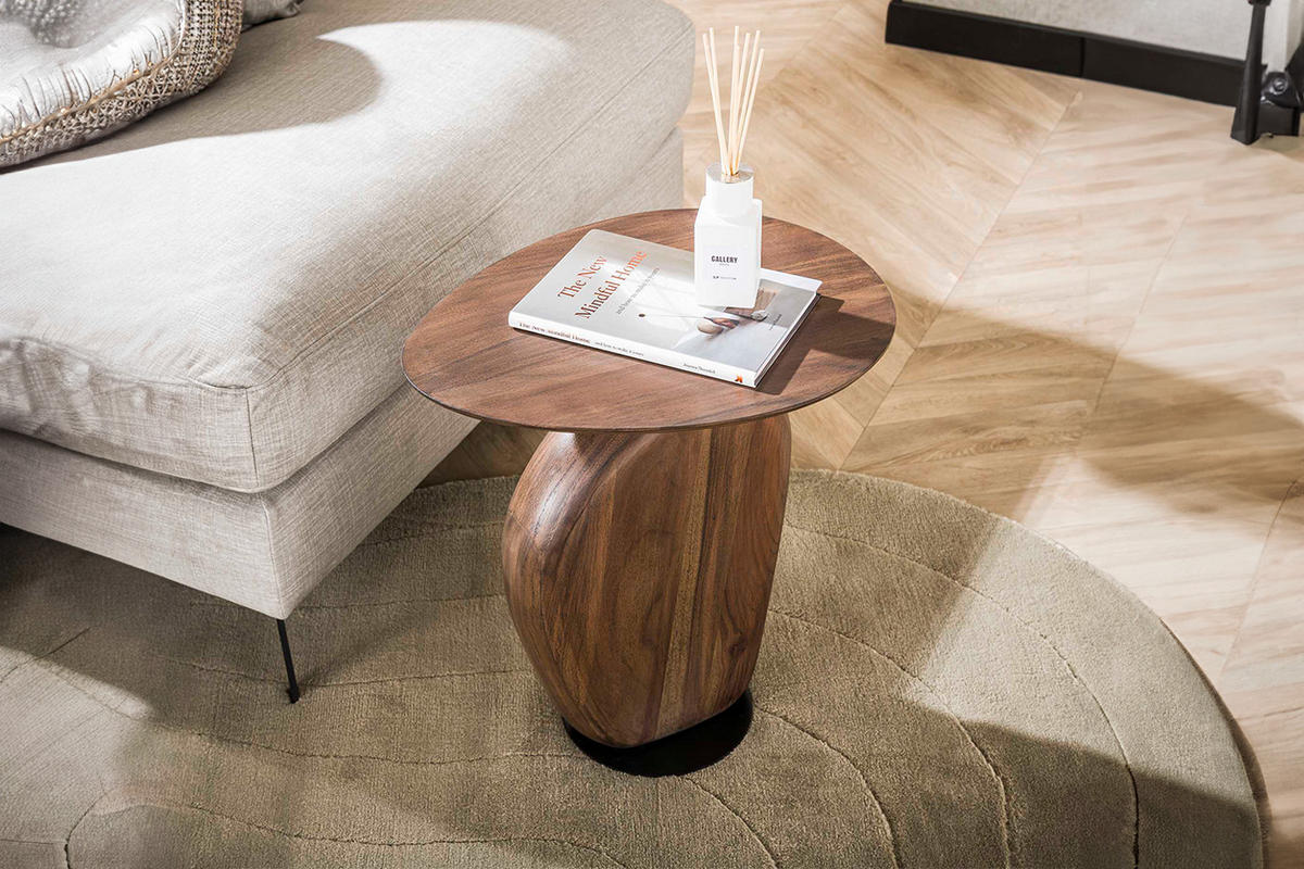 BEISTELLTISCH MINOTA Braun Akazie - Braun, Akazienholz/Holz (45/36/50cm) - KAWOLA