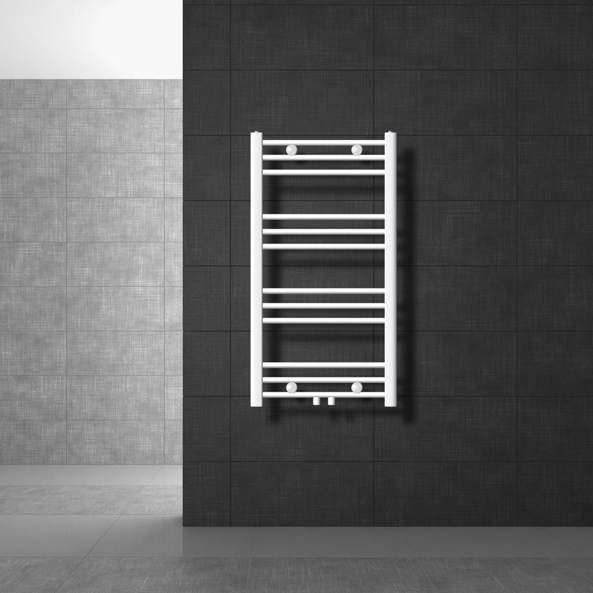 KOUPELNOVÉ těleso Sahara 500 x 800 mm, bílé, rovné, se středovým připojením - bílá, kov (50/80/3cm) - LuxeBath