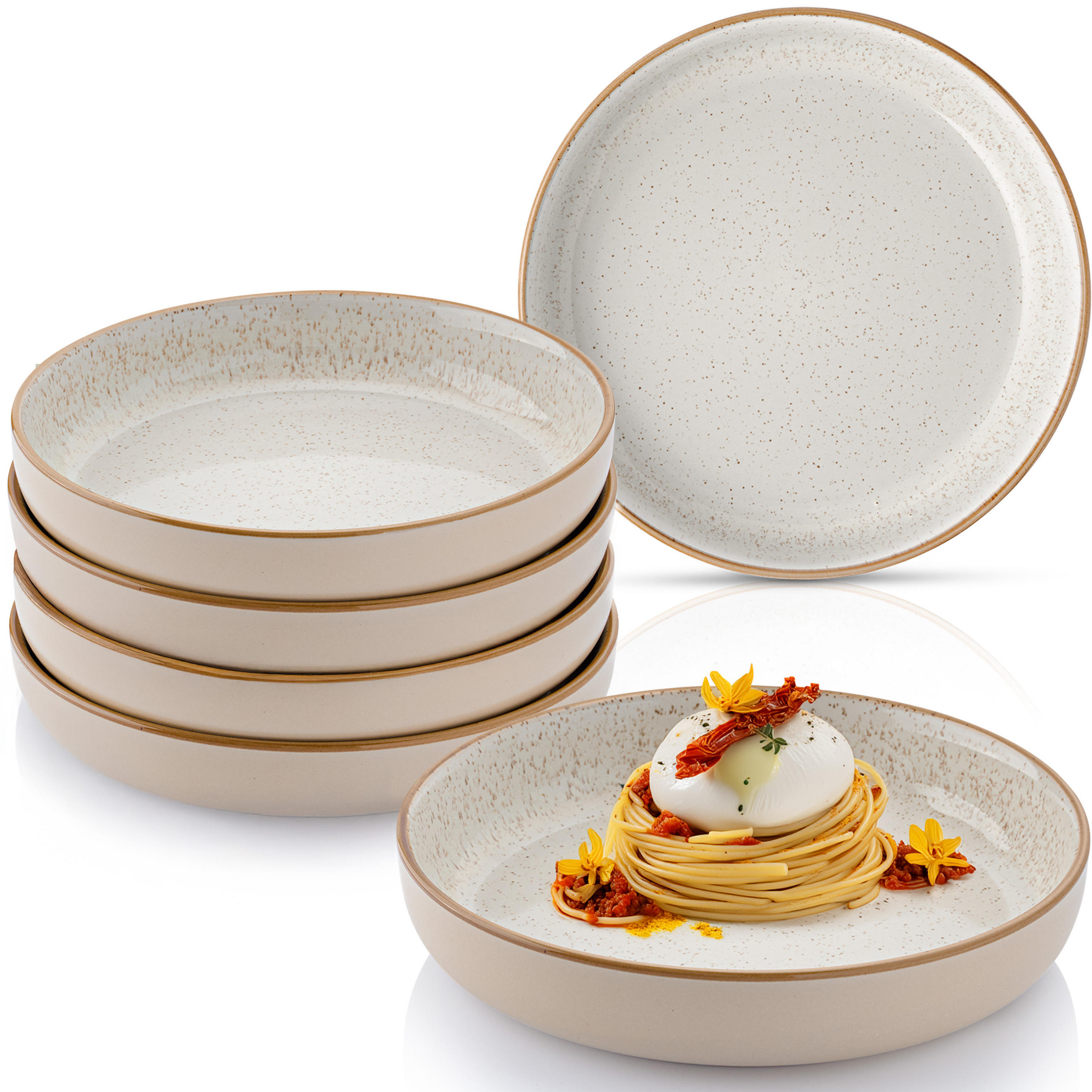 PASTASCHALEN SET RIO CREME - 6 teilig aus Steingut - Creme, Stein (54cm) - Sänger