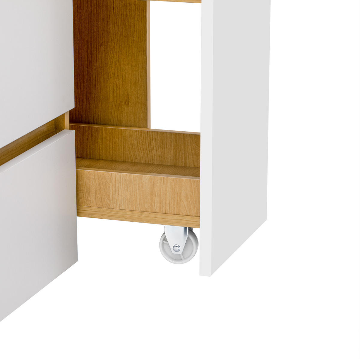 HIGHBOARD 100/200/40 cm Weiß/Natur aus MDF mit Riffelglas - Weiß, Holzwerkstoff (40/200/100cm) - OKMYHOME