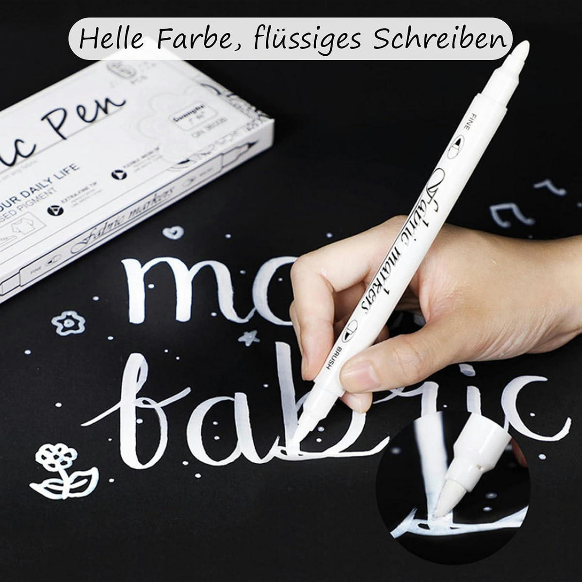 TEXTILSTIFTE 2er Set Weiß Waschmaschinenfest Stoffmalstifte Doppelkopf - Weiß, Kunststoff (1/1/16.8cm)
