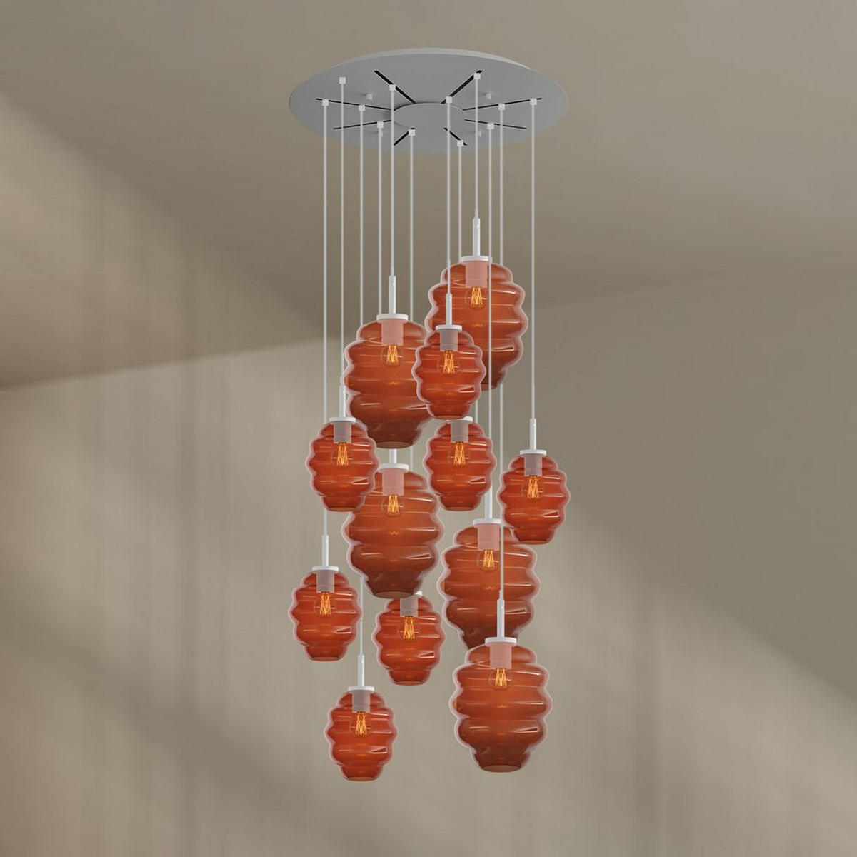 GALERIELEUCHTE Echos 12-flammig Mehrfarbig Ø 18/25cm - Multicolor/Weiß, Glas (18/18/20cm) - s.luce
