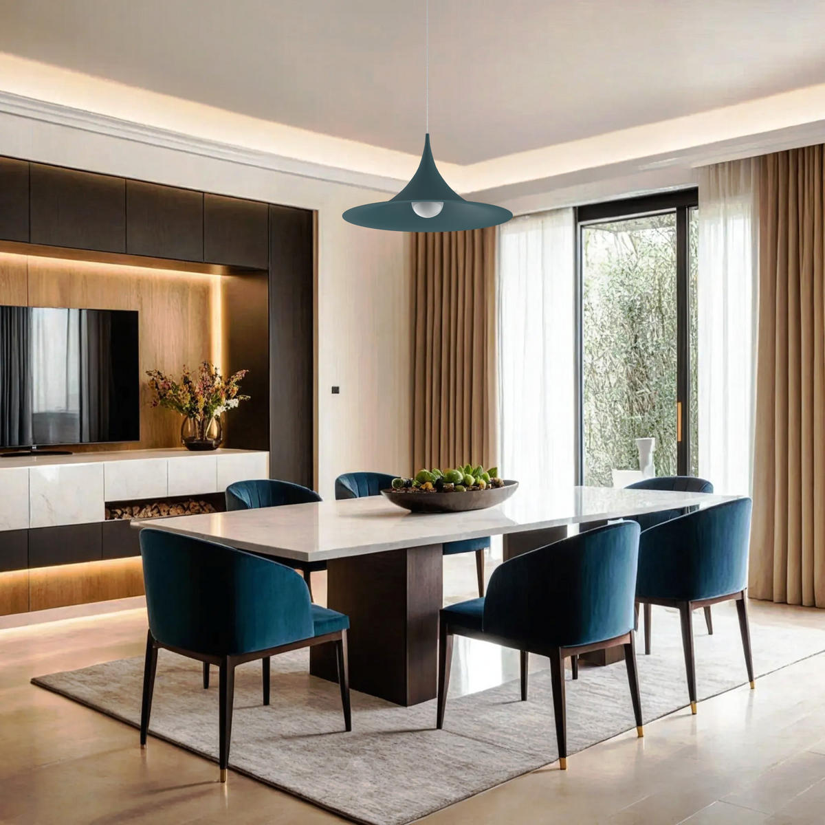 HÄNGELEUCHTE - Blau, Metall (57/57/27cm) - Lumicom