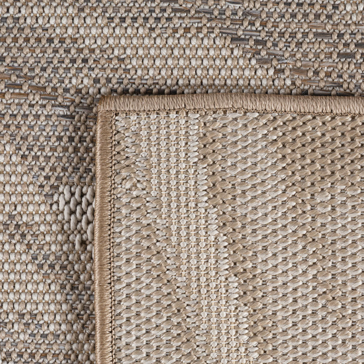 TEPPICH Outdoor Flachgewebe Tropenmuster Polypropylen Terrasse Beige Rechteckig 280x370 - Beige, Textil (280/370cm) - KADIMA DESIGN