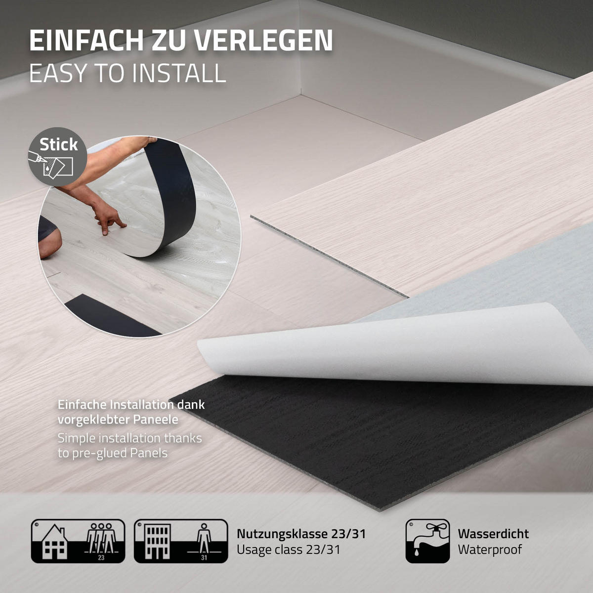 VINYLBODEN selbstklebend 11,15m²/80 Dielen Eiche Weiß - Weiß, Kunststoff (91.5/15.3/0.2cm) - ML-DESIGN