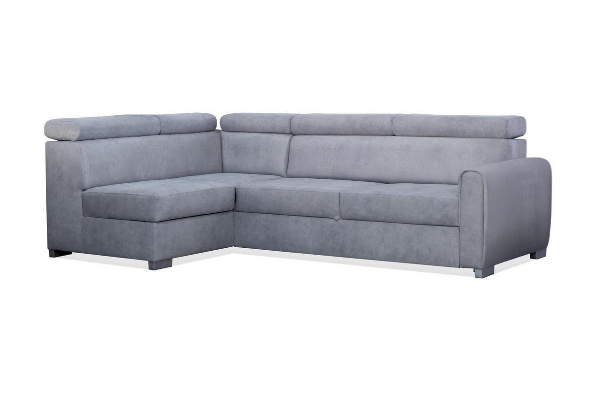 ECKSOFA Covo Grau, mit Schlaffunktion und verstellbaren Kopfstützen, linke seite - Grau, Holzwerkstoff (253/156cm) - Bettso