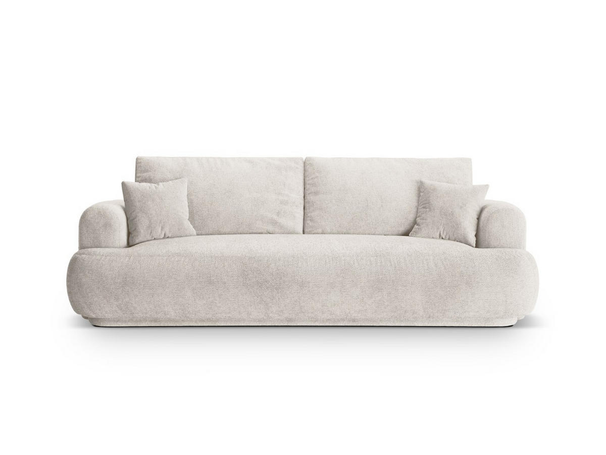 SOFA ausklappbar mit Bettkasten Ella aus strukturiertem Stoff beige 3 Sitzplätze - Beige, Textil (108/94/271cm) - Micadoni