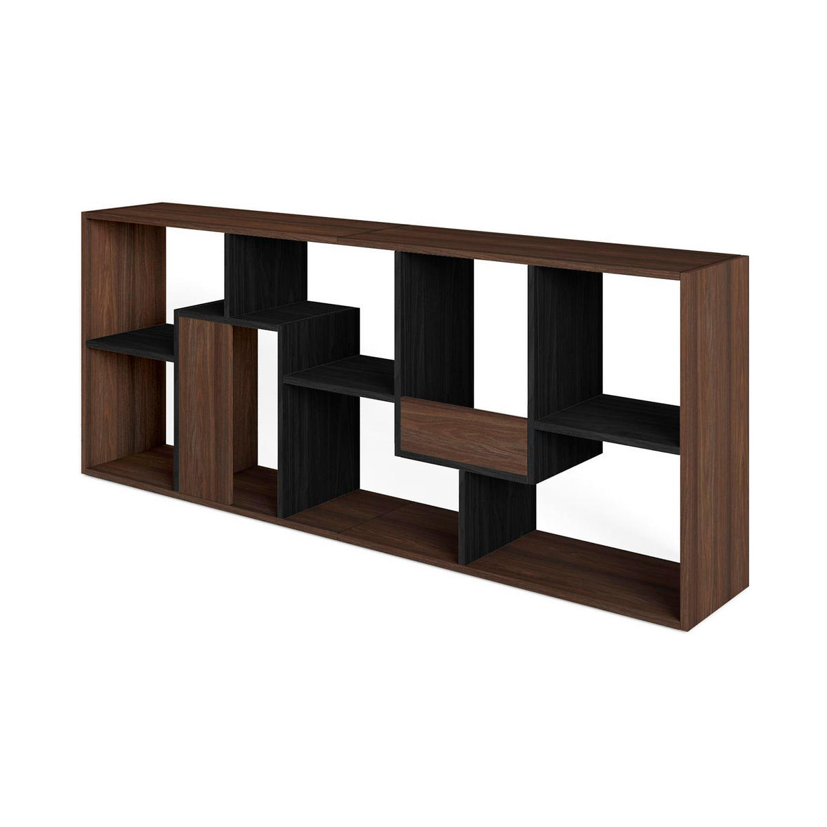 REGAL Bibliothek, Eiche dunkel und Schwarz, 67/31/162cm - Dunkelbraun/Schwarz, Holzwerkstoff (67/162/31cm) - Skraut Home