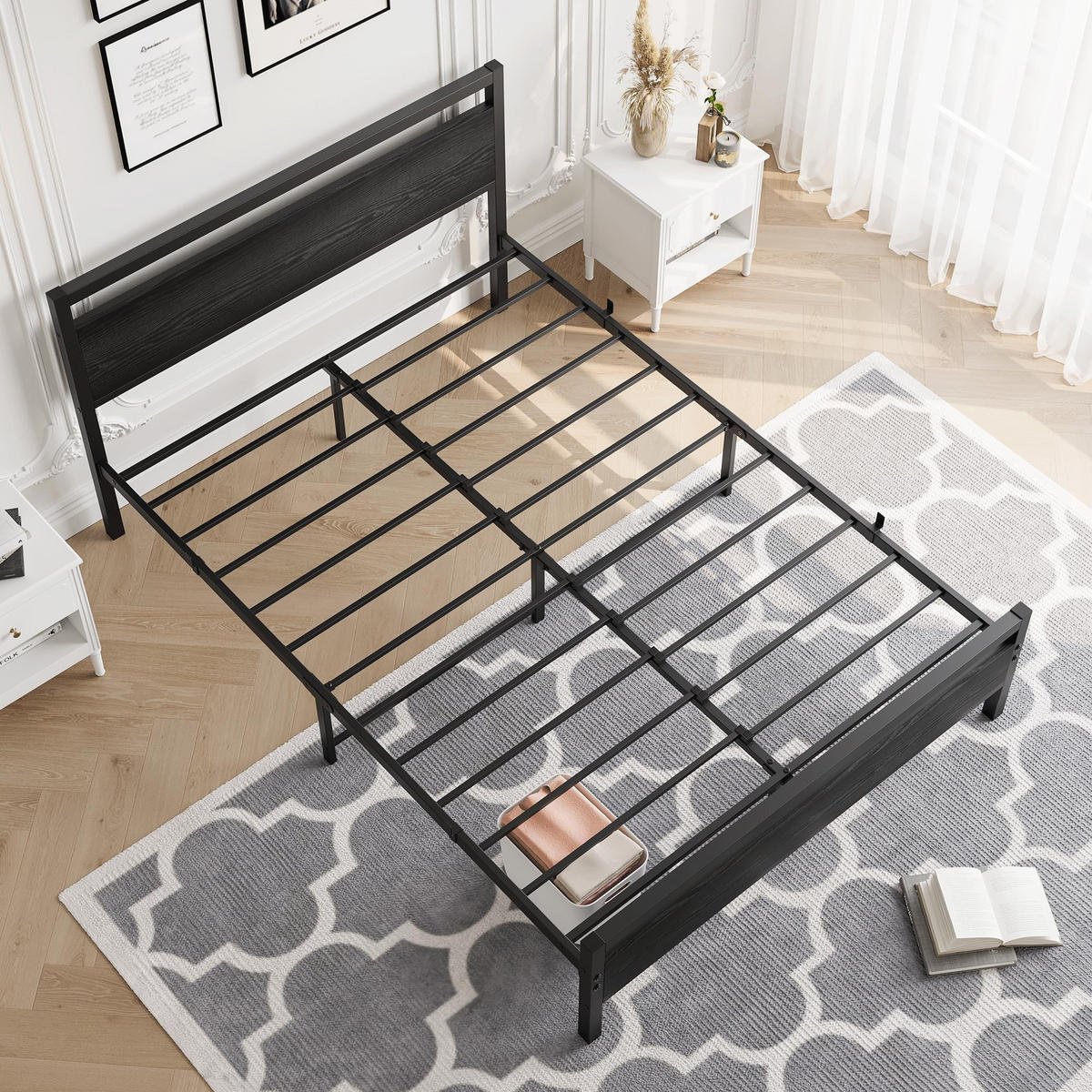 METALLBETT 120/200 cm DE-33024 mit Lattenrost und Stauraum Schwarz - Schwarz, Metall (120/200cm) - ComfortXL