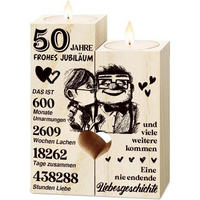 KERZENSTÄNDER Holz 50. Hochzeitstag - Goldfarben, Holz (4.5/12/9cm)