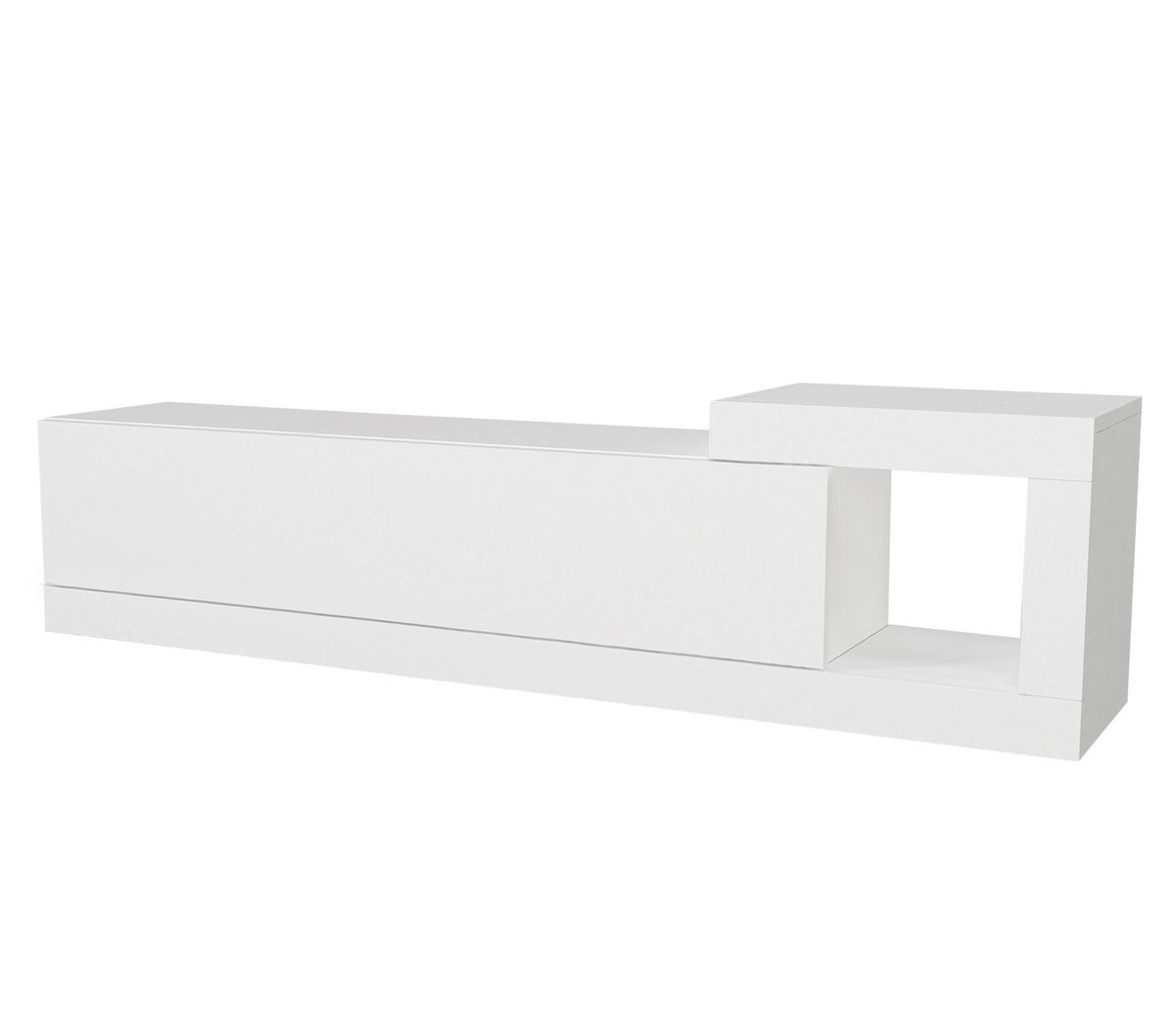 MOEBEL17 TV Lowboard 150 cm – Modernes Lowboard TV Schrank – TV Board Wohnzimmer – Fernsehtisch – TV Möbel Sideboard Modern – Modell Bliss - Weiß, Holzwerkstoff (150/37/30cm) - moebel17