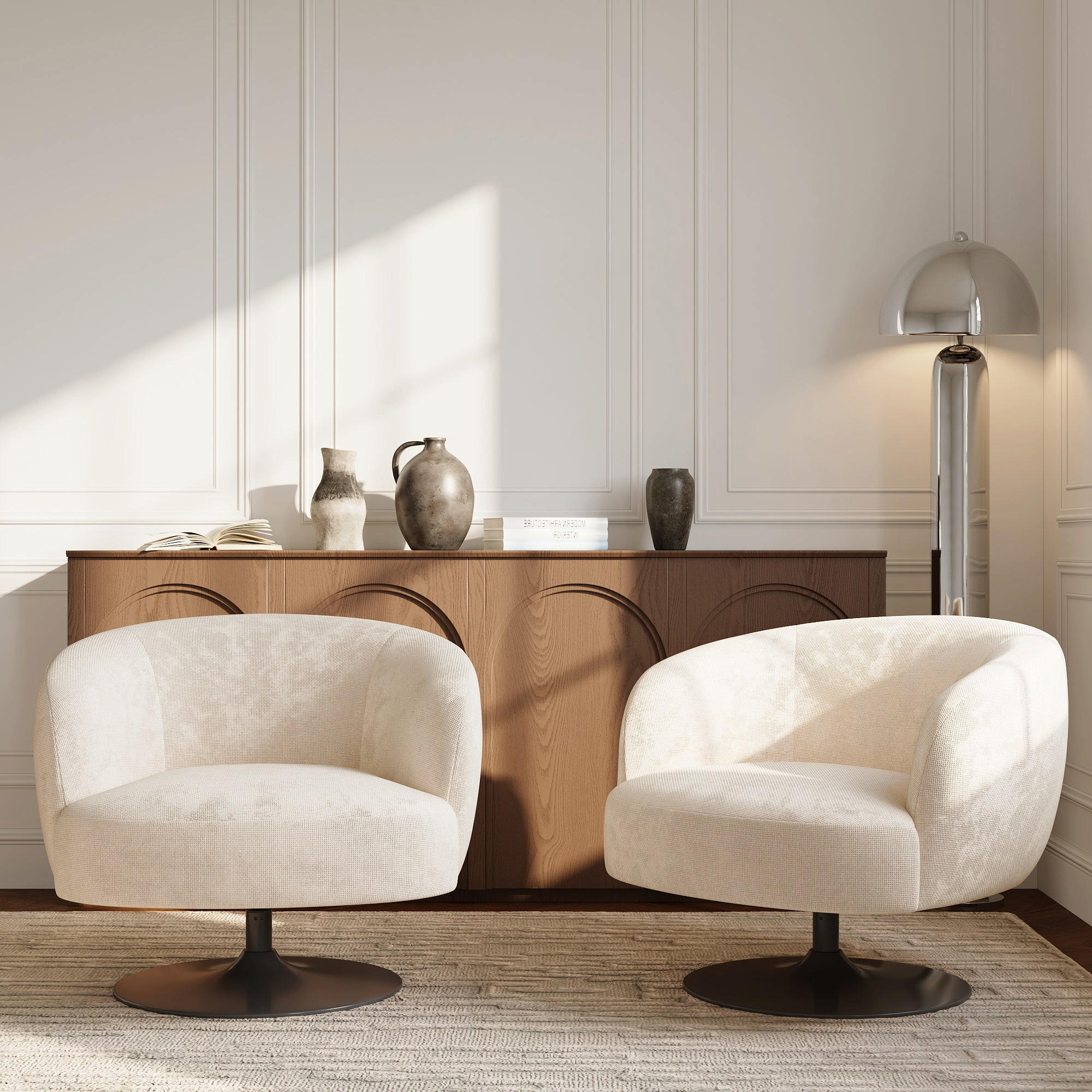 SESSEL Chenille-Samt 77cm - Creme, Textil (77/69/76cm) - Sia Home