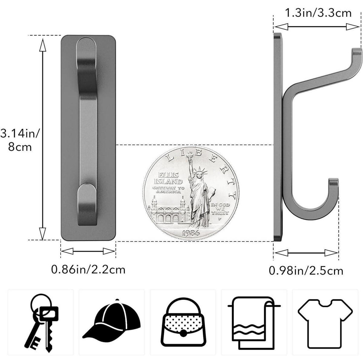 KLEBEHAKEN 4er Set Grau 6kg Tragkraft - Grau, Metall (2.4/19/13cm)