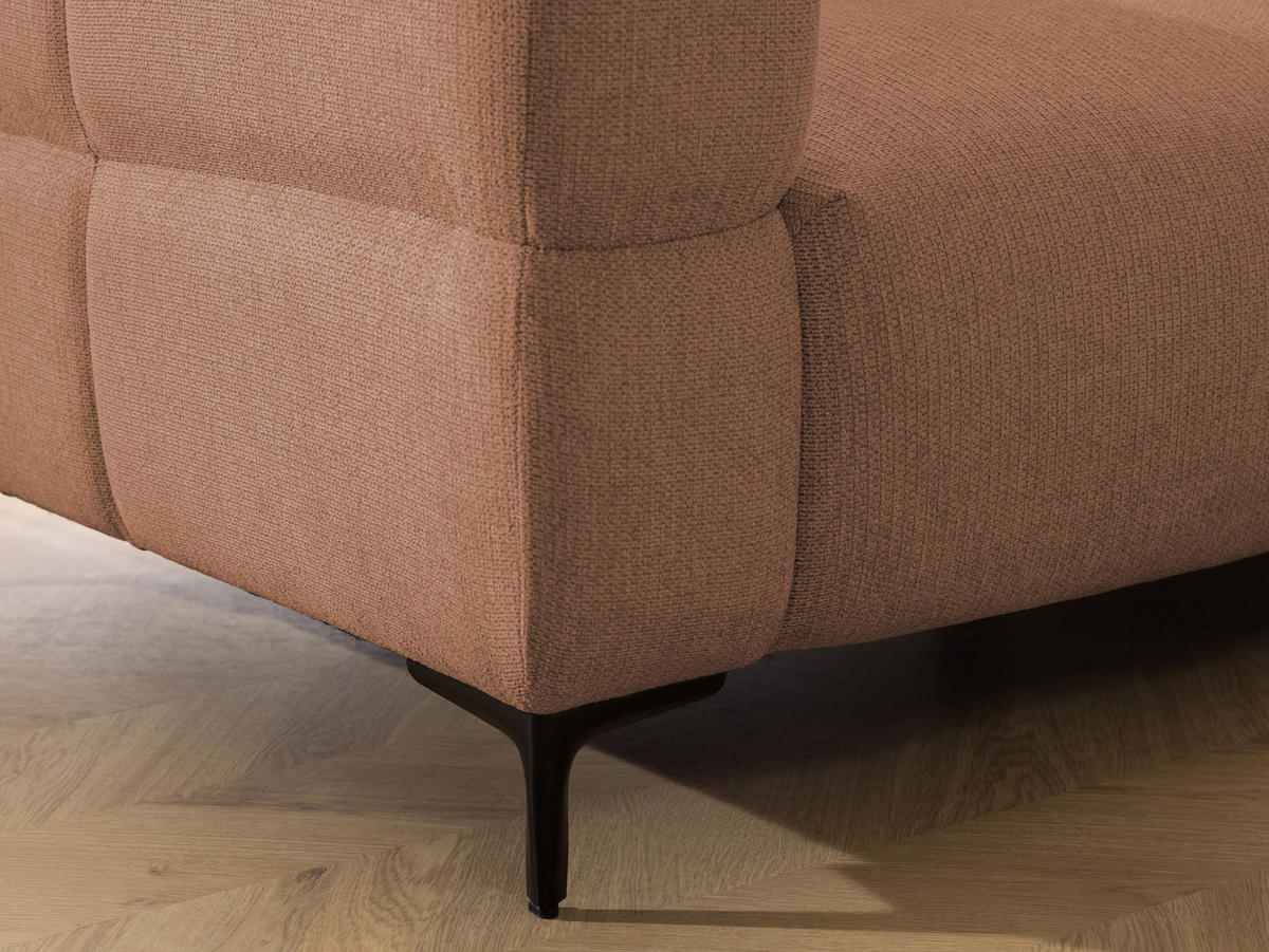 SITZGARNITUR 3+2+1 Cardea in Bubble-Optik aus weichem Terrakotta Strukturstoff mit hohem Sitzkomfort - Terracotta/Schwarz, Holz/Textil (217/80/97cm) - S-Style Möbel