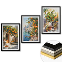 WANDBILDER 3er-Set - 40x60 cm Schwarzer Rahmen - Gemalte Zitruslandschaften - Schwarz, Kunststoff (40/60cm) - ArtPrintCave