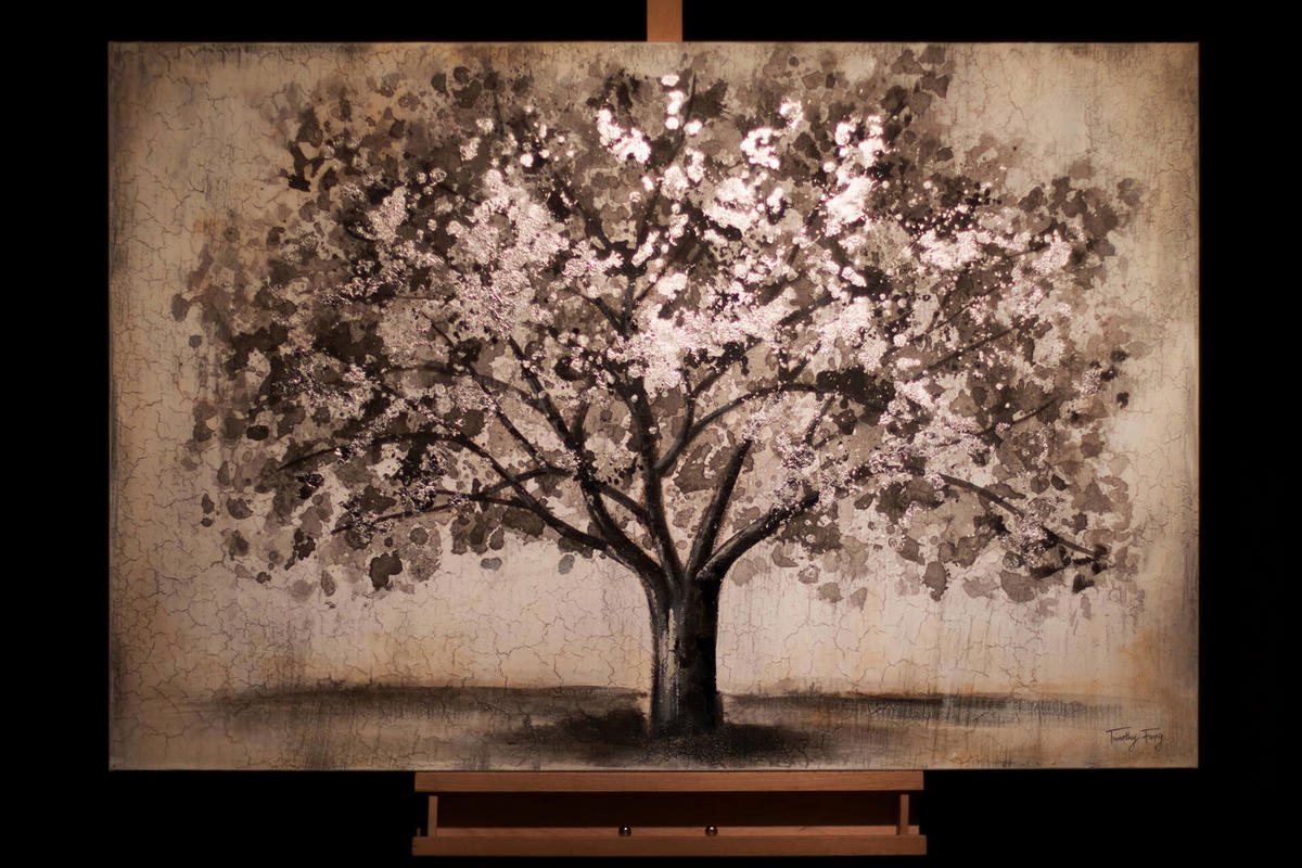 ACRYLBILD HANDGEMALT 120/80 cm - Beige/Schwarz, Holz/Textil (2.56/80cm) - KUNSTLOFT