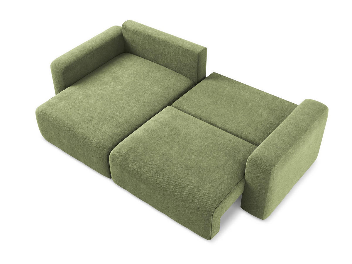 ECKSOFA mit Schlaffunktion links Chenille Stoff Grün - Schwarz/Grau, Kunststoff/Textil (149/244cm) - Makamii