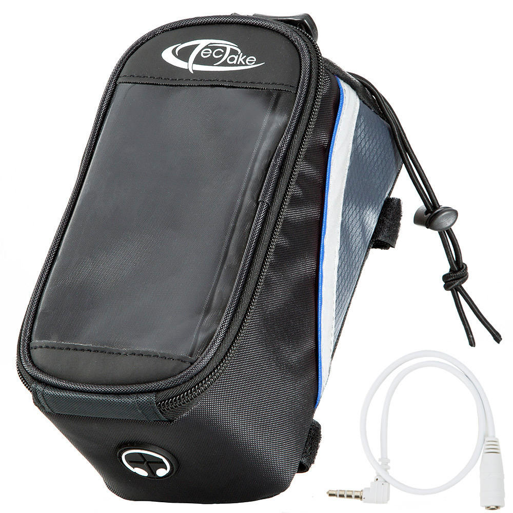 FAHRRADTASCHE ,Zusätzliche Spannseil-Sicherung ,schwarz/grau/blau - Schwarz/Grau, Kunststoff (10/10.5/20.5cm) - tectake