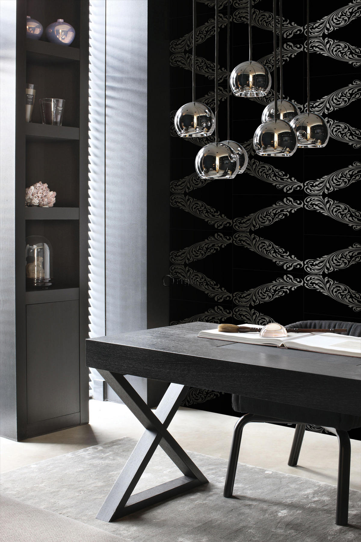 TAPETE Ornamente 53 cm x 10.05 m - Schwarz, Papier (53/1000cm) - Origin Wallcoverings