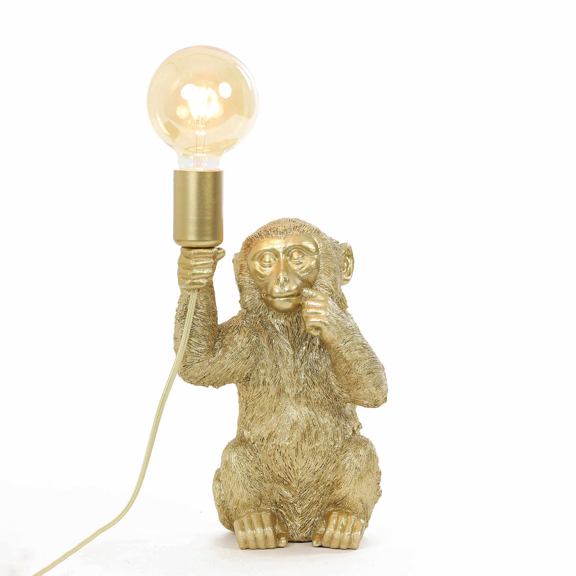 TISCHLAMPE Affe Gold 20/19,5/34 cm - Goldfarben, Kunststoff (20/19.5/34cm) - Light & Living
