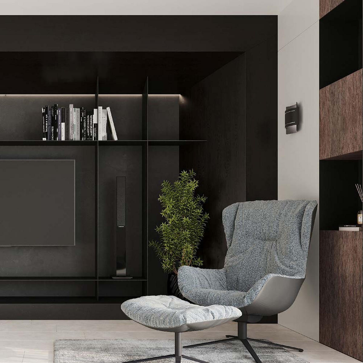 WANDLEUCHTE Stahl Schwarz - Schwarz, Metall (8.5/23/21cm)