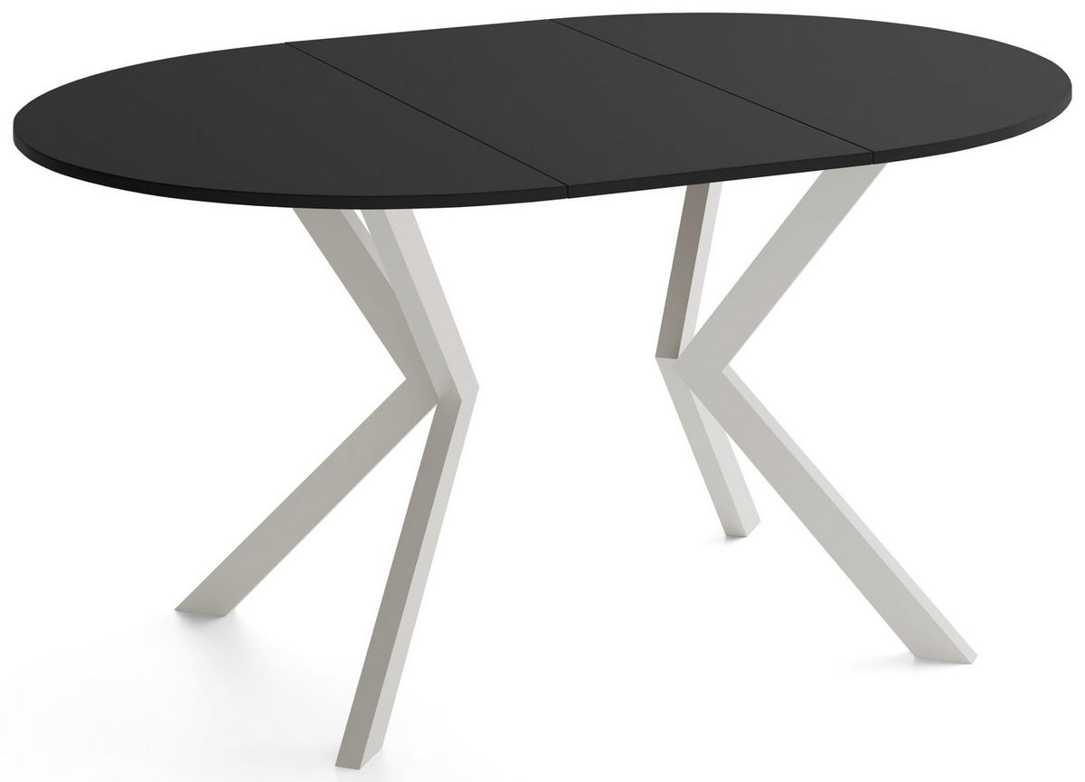 ESSTISCH Valio rund oval ausziehbar verlängerbar mit Metallbeinen in Kaschmir Grau, Schwarz 100-140/100/76 cm - Kaschmir/Beige, Holzwerkstoff/Metall (100/140/76cm) - WFL GROUP