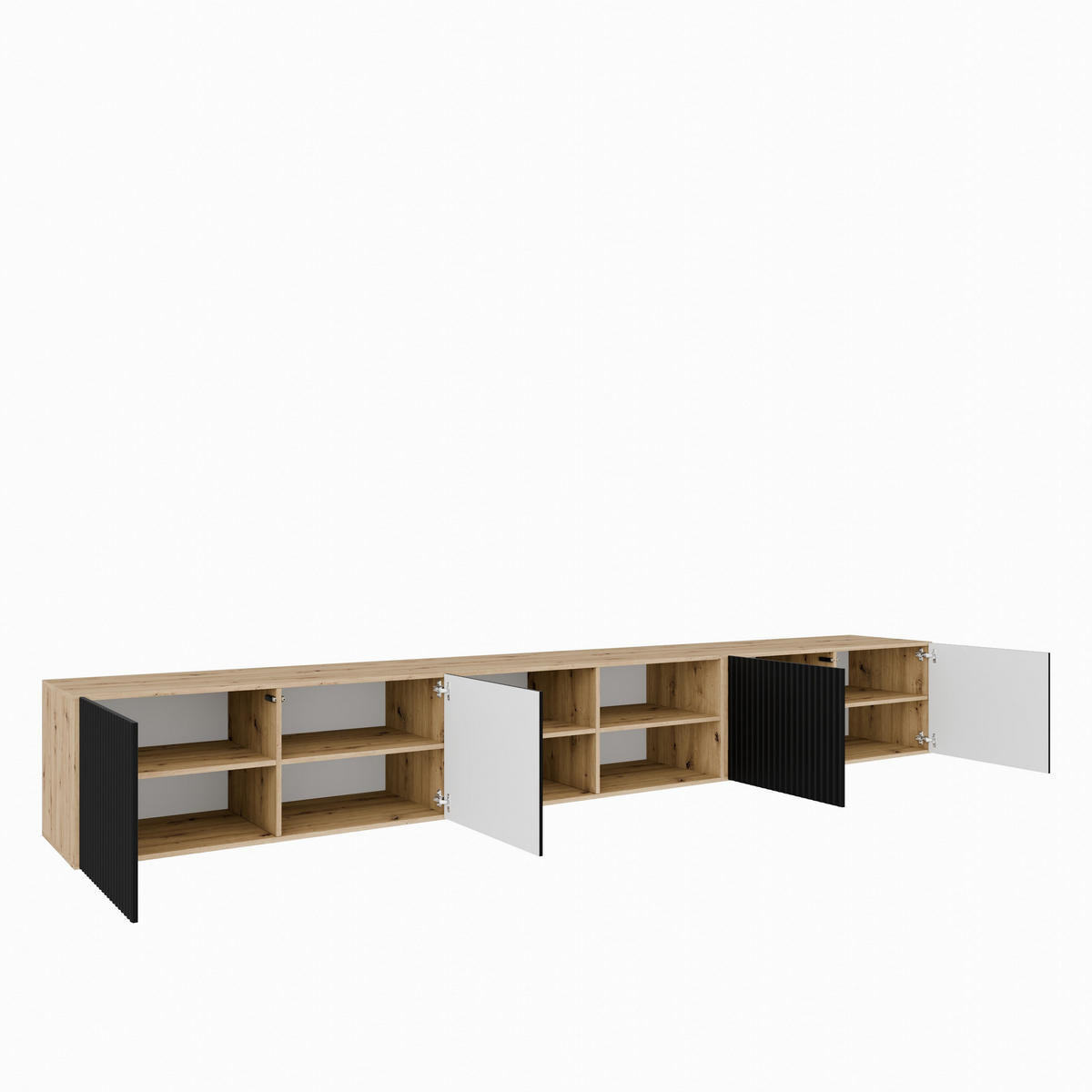LOWBOARD VAREN 300/41/40 cm, Hängender TV-Schrank Eiche Artisan - Schwarz/Eiche Artisan, Holzwerkstoff (300/41/40cm) - MASSENO