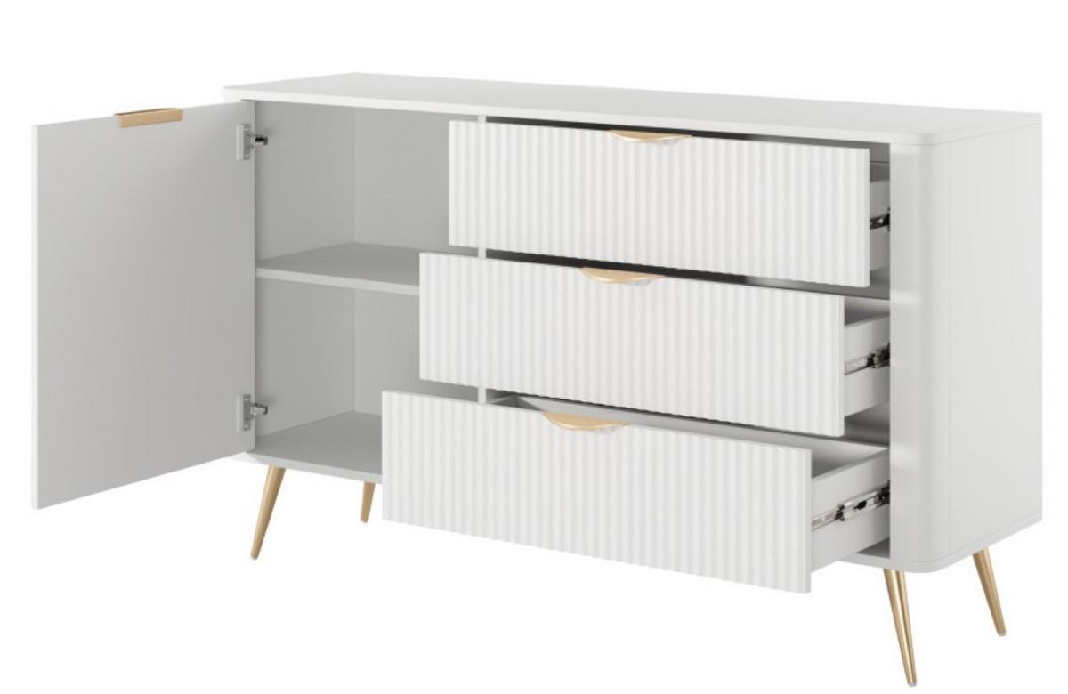 SIDEBOARD Weiss D3S - Weiß, Holzwerkstoff (138.2/81.2/38cm) - Sepro Meble