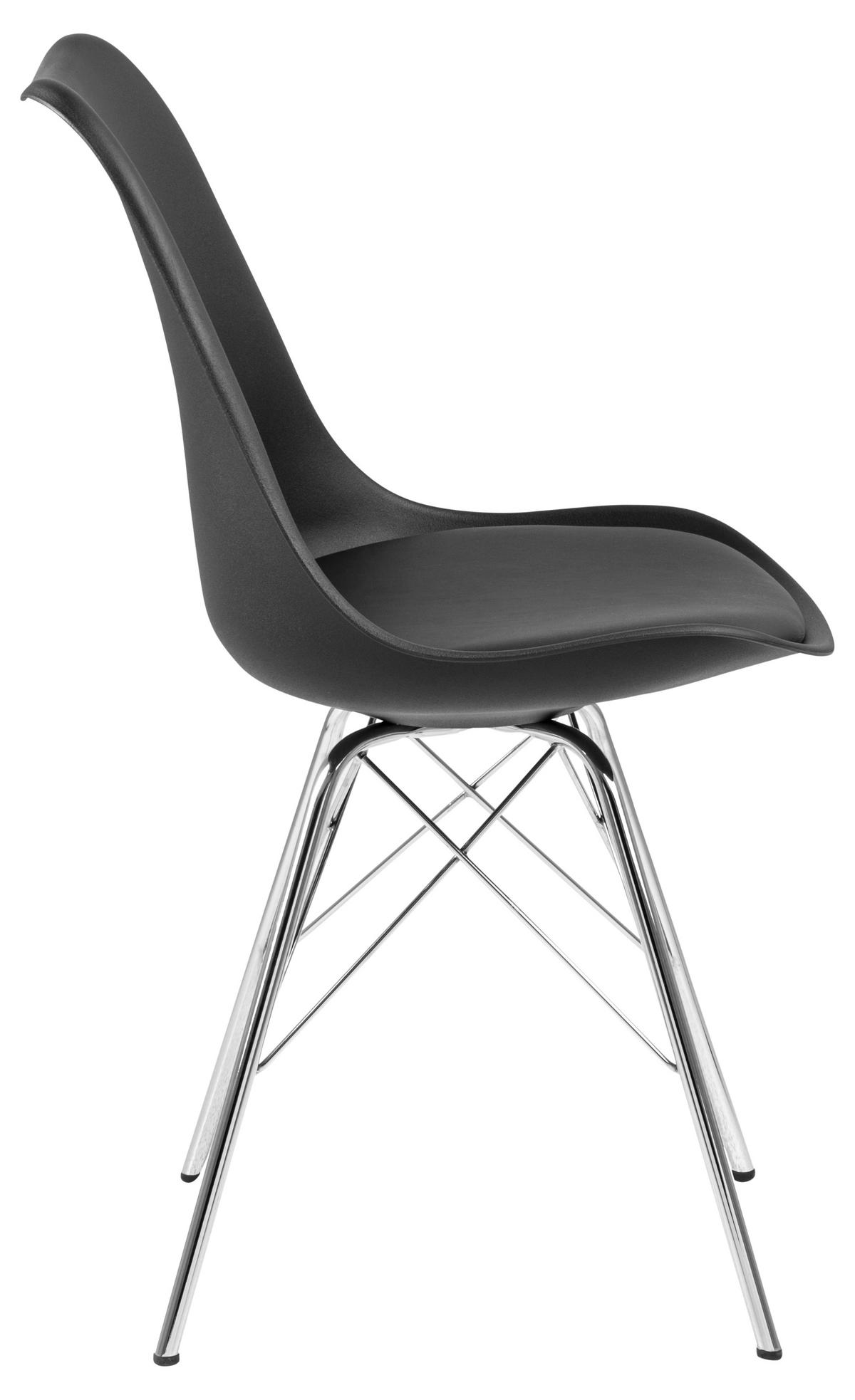 STUHL 4er-Set schwarz, Chrom - Schwarz, Holzwerkstoff (48/86/54cm) - ebuy24