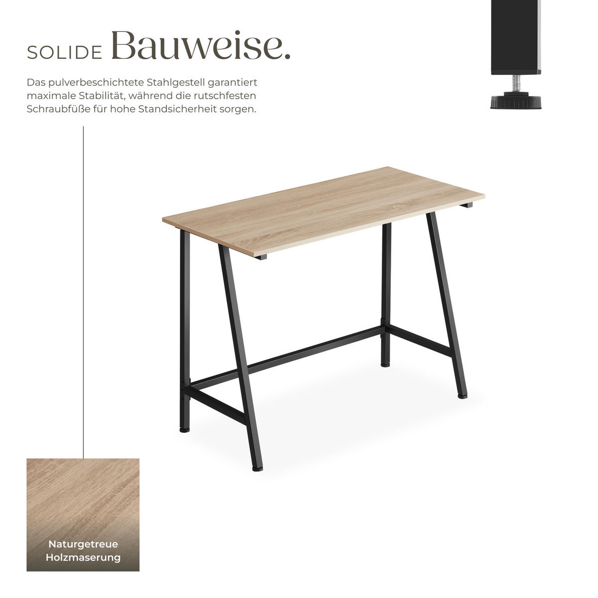 SCHREIBTISCH Newton,100 x 50 x 77 cm,Industrial Holz hell, Eiche Sonoma - Naturfarben, Holzwerkstoff (100/50/77cm) - tectake