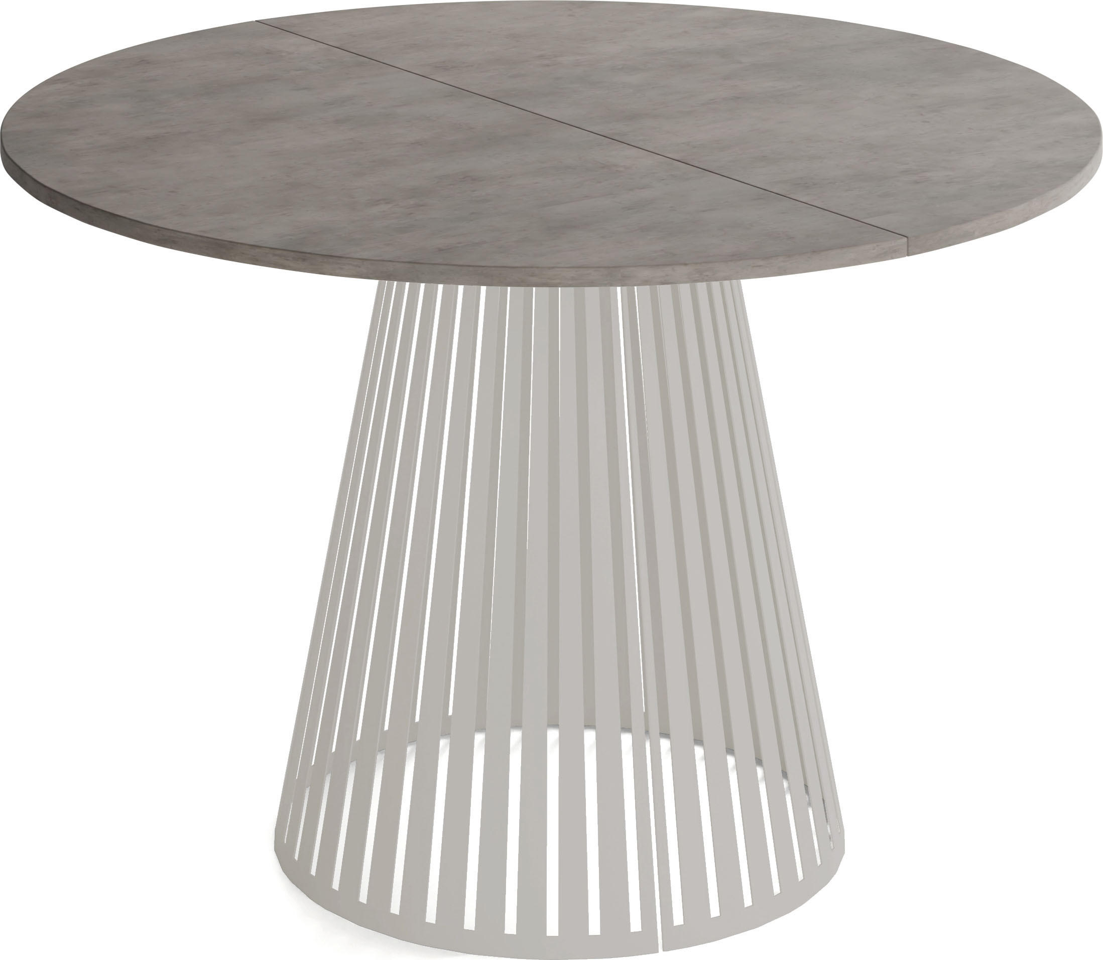 ESSTISCH Naro rund ausziehbar mit Lamellen-Metallgestell in Grau-Beige, Beton-Optik Dunkelgrau 120-200/120/76 cm - Kaschmir/Dunkelgrau, Holzwerkstoff/Metall (120/120/76cm) - WFL GROUP