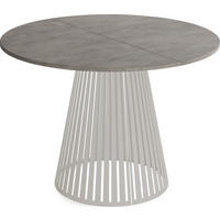 ESSTISCH Naro rund ausziehbar mit Lamellen-Metallgestell in Grau-Beige, Beton-Optik Dunkelgrau 120-200/120/76 cm - Kaschmir/Dunkelgrau, Holzwerkstoff/Metall (120/120/76cm) - WFL GROUP
