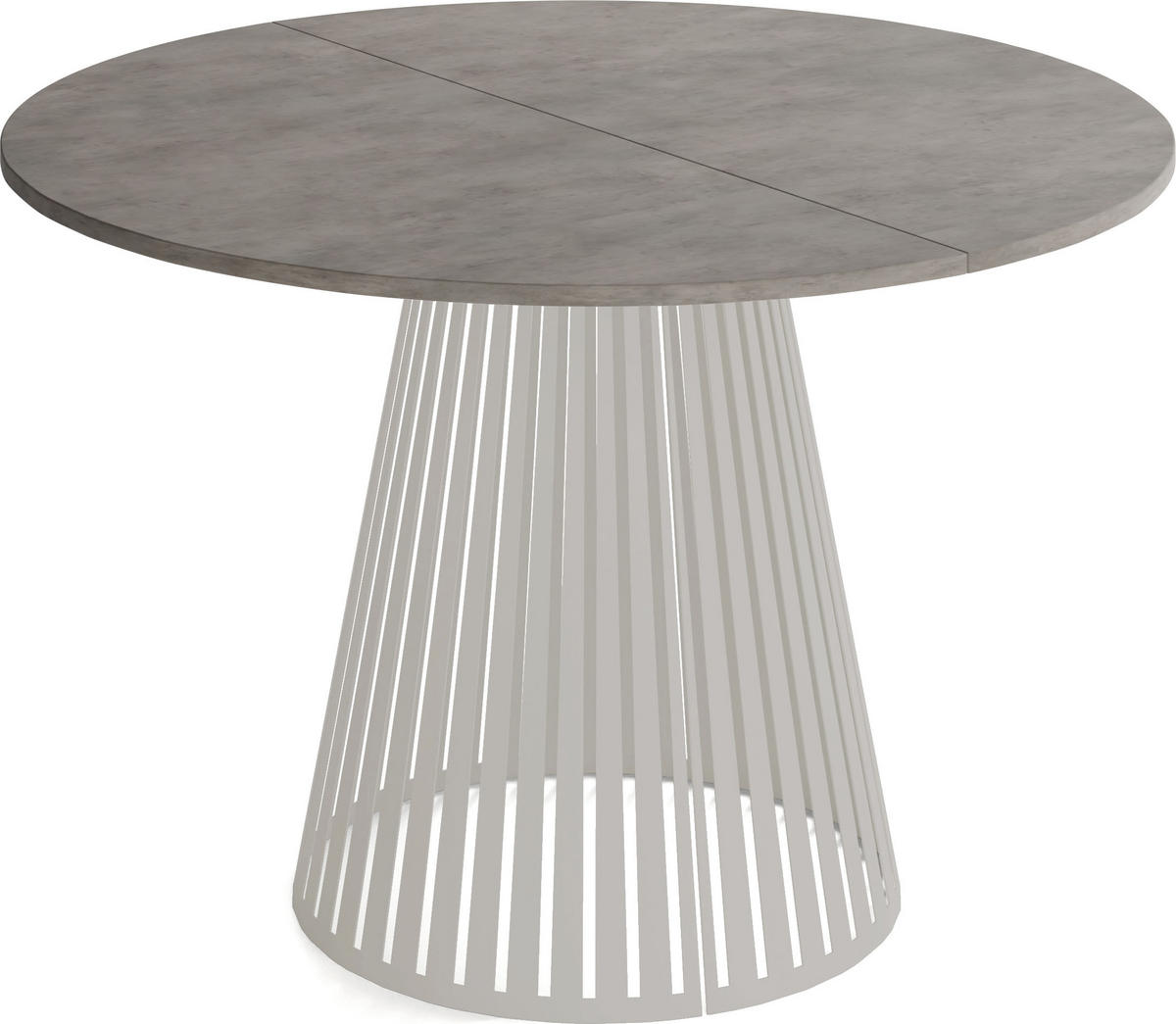 ESSTISCH Naro rund ausziehbar mit Lamellen-Metallgestell in Grau-Beige, Beton-Optik Dunkelgrau 120-200/120/76 cm - Kaschmir/Dunkelgrau, Holzwerkstoff/Metall (120/120/76cm) - WFL GROUP