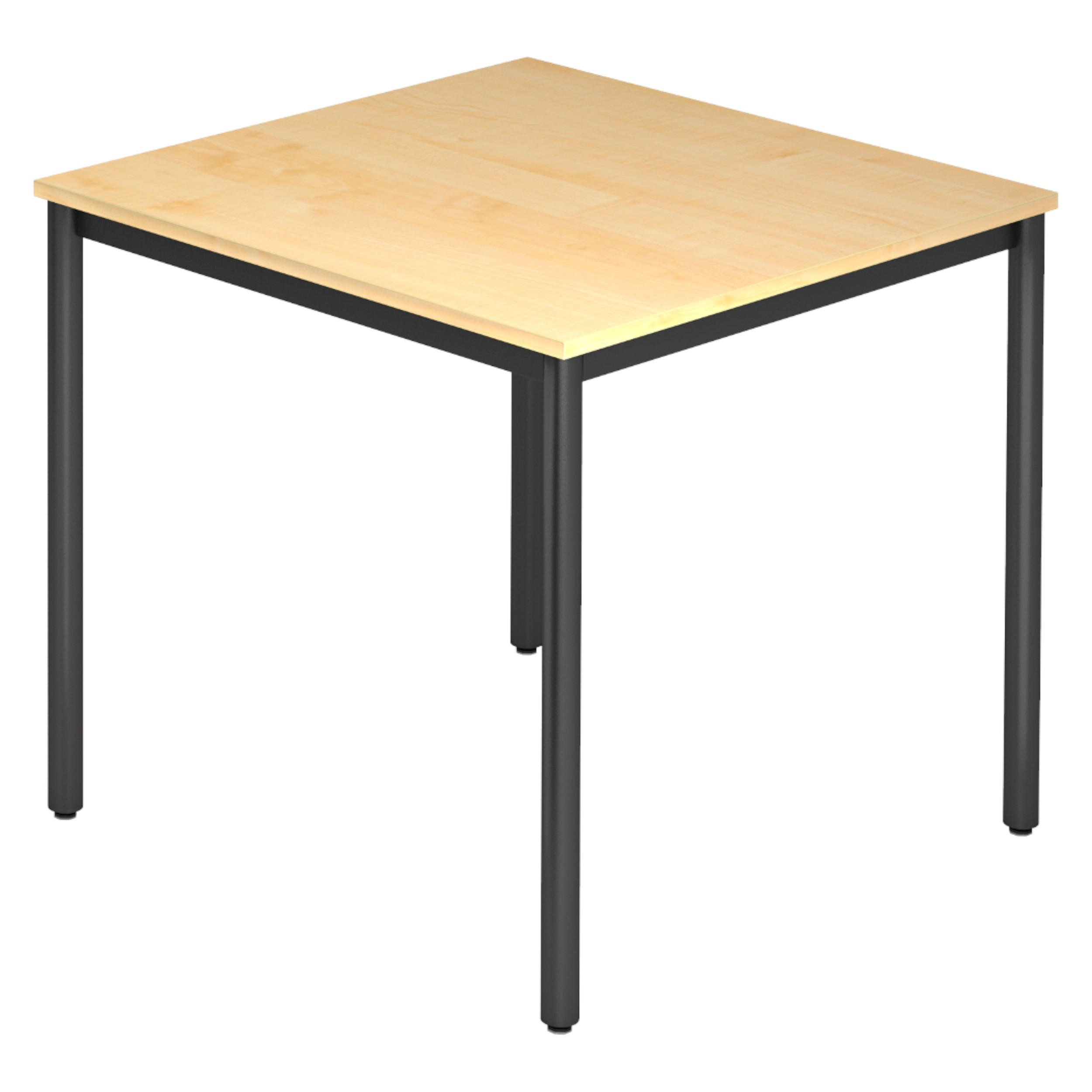 BESPRECHUNGSTISCH Serie-D 80/80/72 cm in Ahornfarben/Rundrohr schwarz - Ahornfarben/Schwarz, Holzwerkstoff (80/80/72cm) - bümö