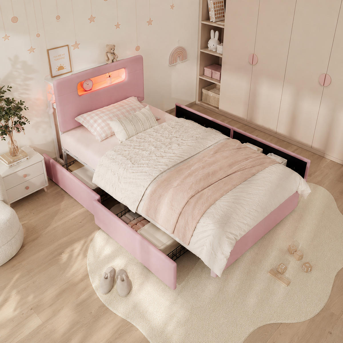 KINDERBETT 90/200 cm Rosa - Pink, Textil